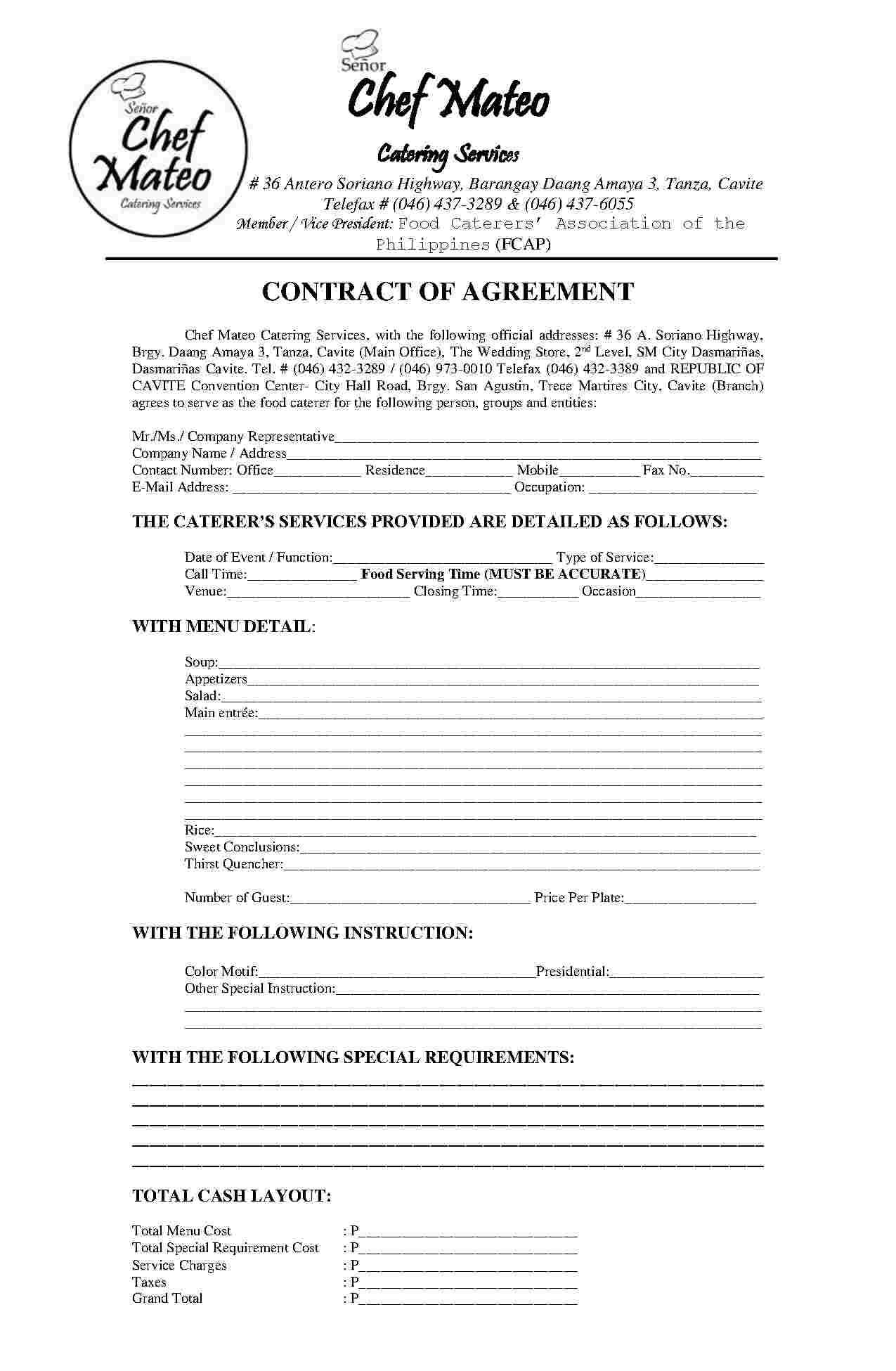 Download Catering Contract Style 5 Template For Free At Pertaining To Catering Contract Template Word