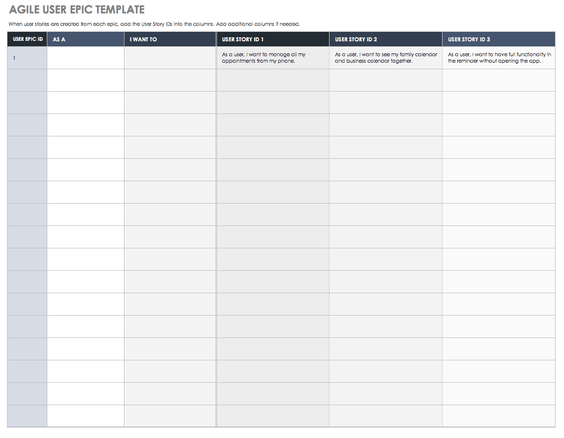 Download Free User Story Templates |Smartsheet Within User Story Word Template