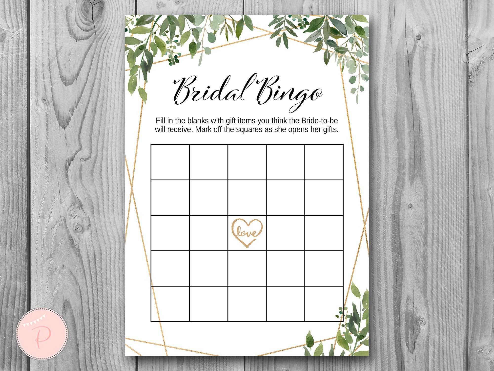 Download Greenery Bridal Shower Bingo In Blank Bridal Shower Bingo Template