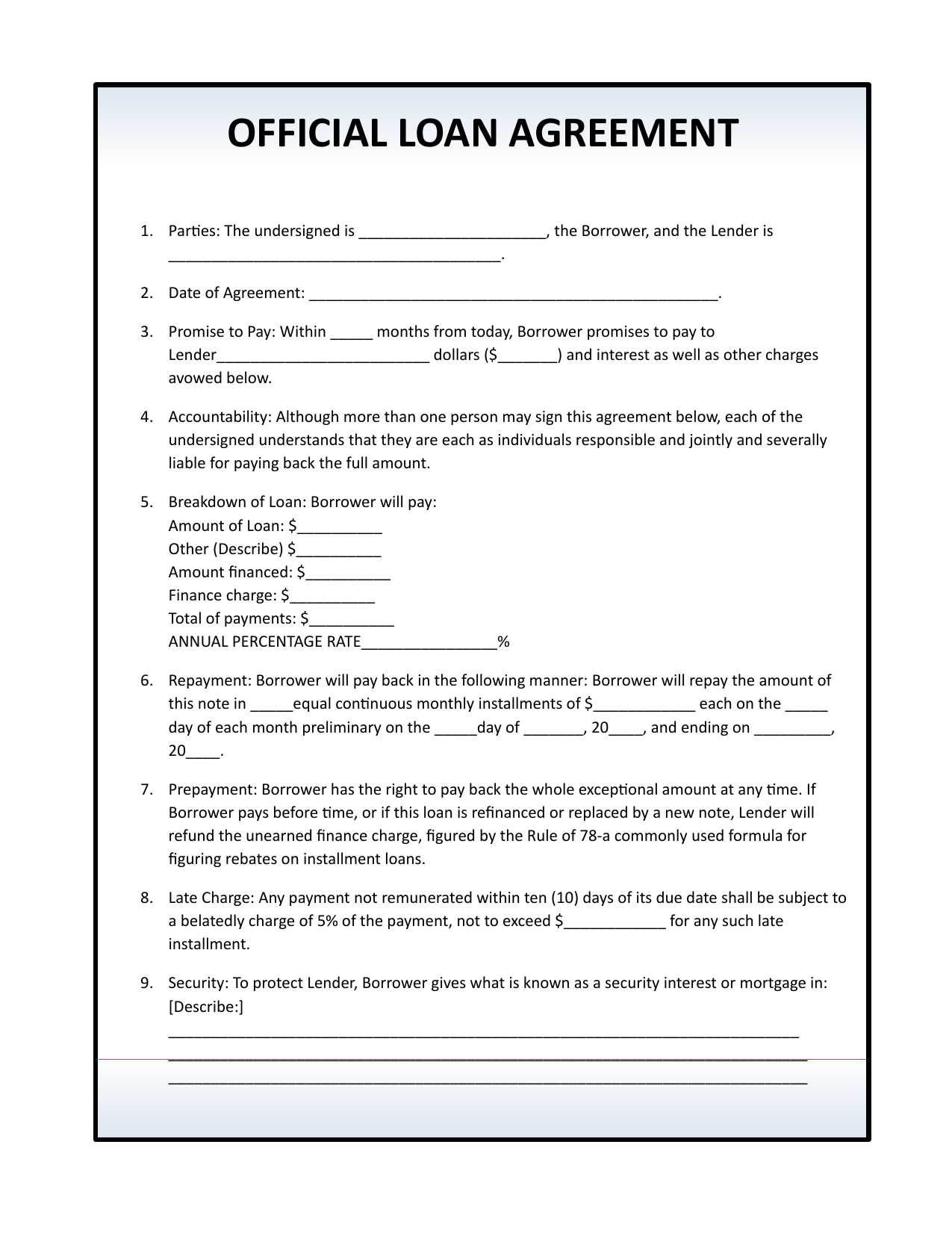 Download Simple Loan Agreement Template | Pdf | Rtf | Word With Blank Loan Agreement Template