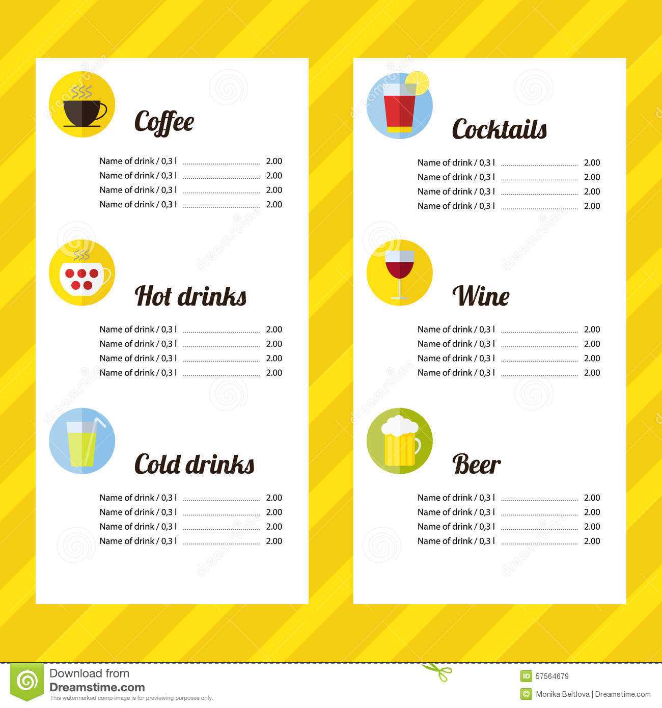 Drinks Menu Templates Free – Calep.midnightpig.co Throughout Cocktail Menu Template Word Free