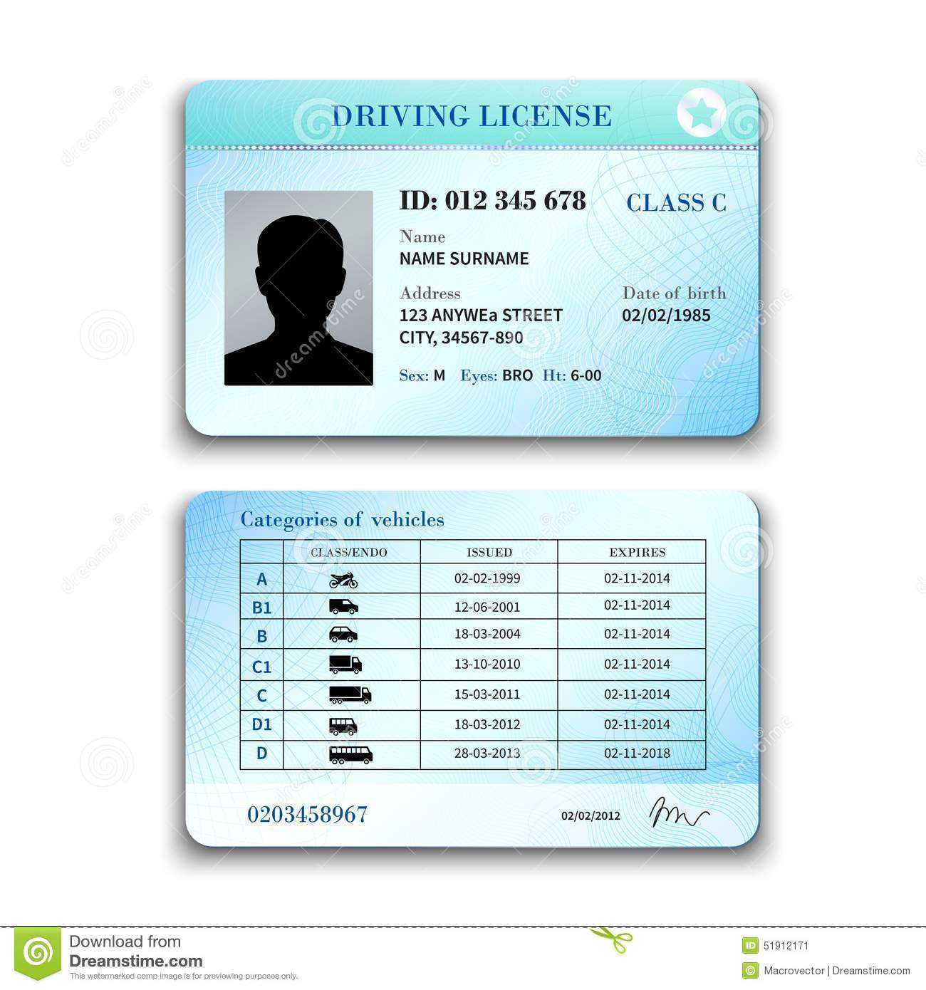 Driver License Illustration Stock Vector – Illustration Of Regarding Blank Drivers License Template