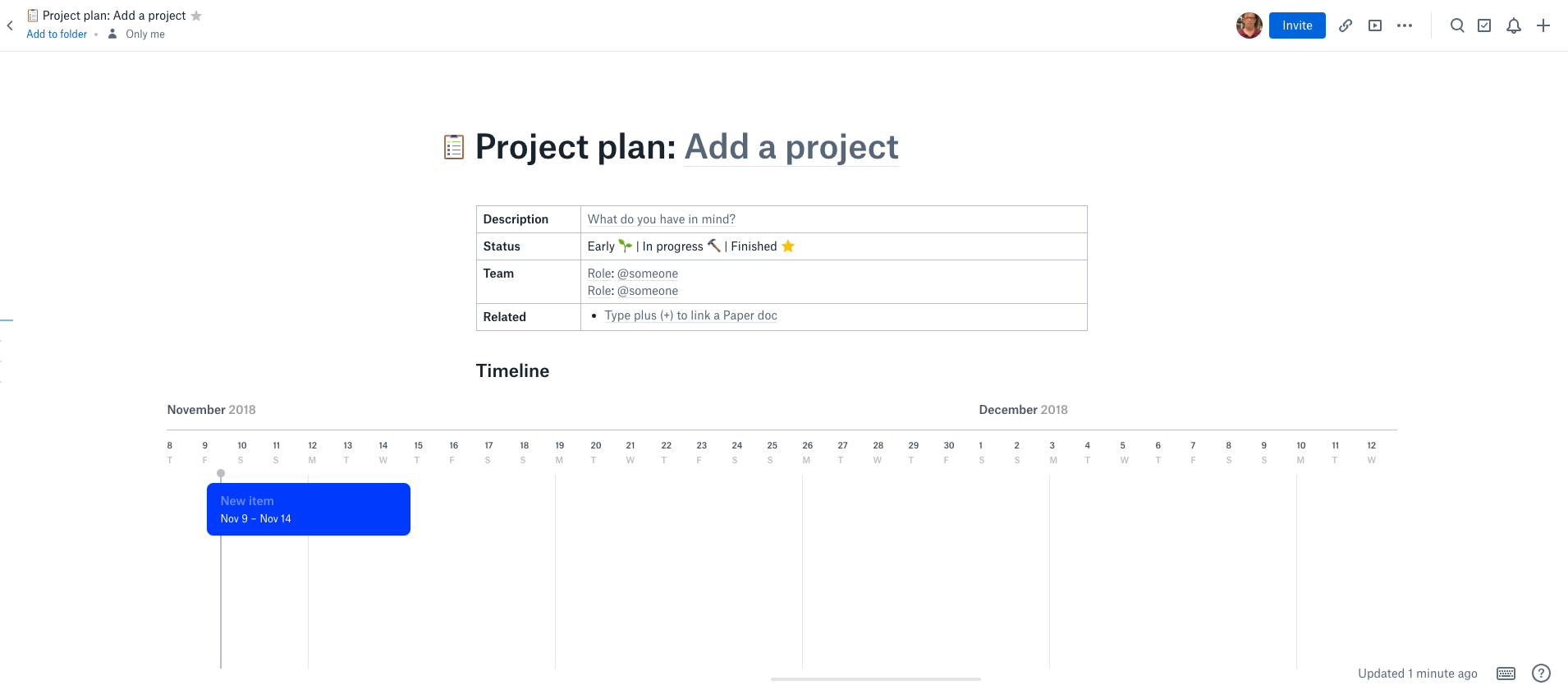 Dropbox Paper And The Art Of The Project Plan Template Regarding Personal Word Wall Template