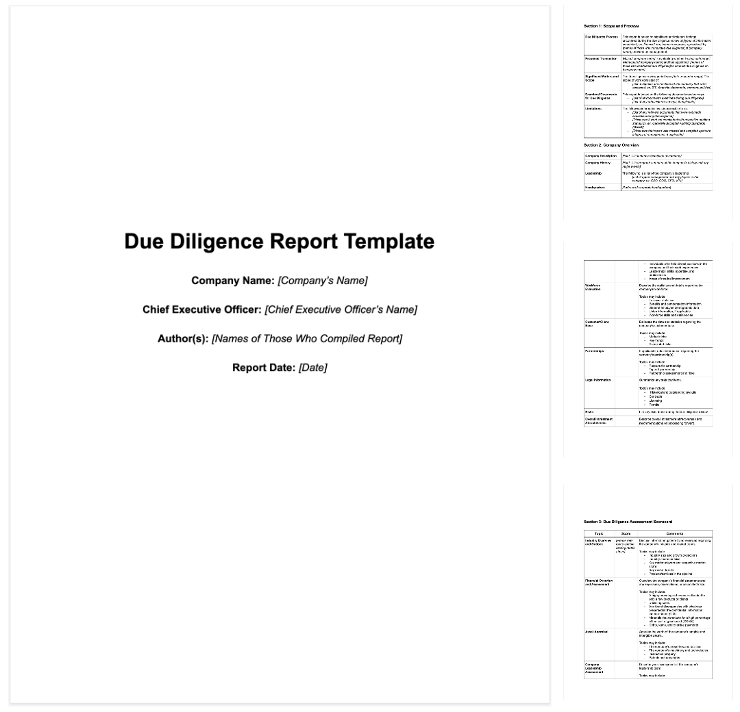 Due Diligence Report Sample - Calep.midnightpig.co For Vendor Due Diligence Report Template