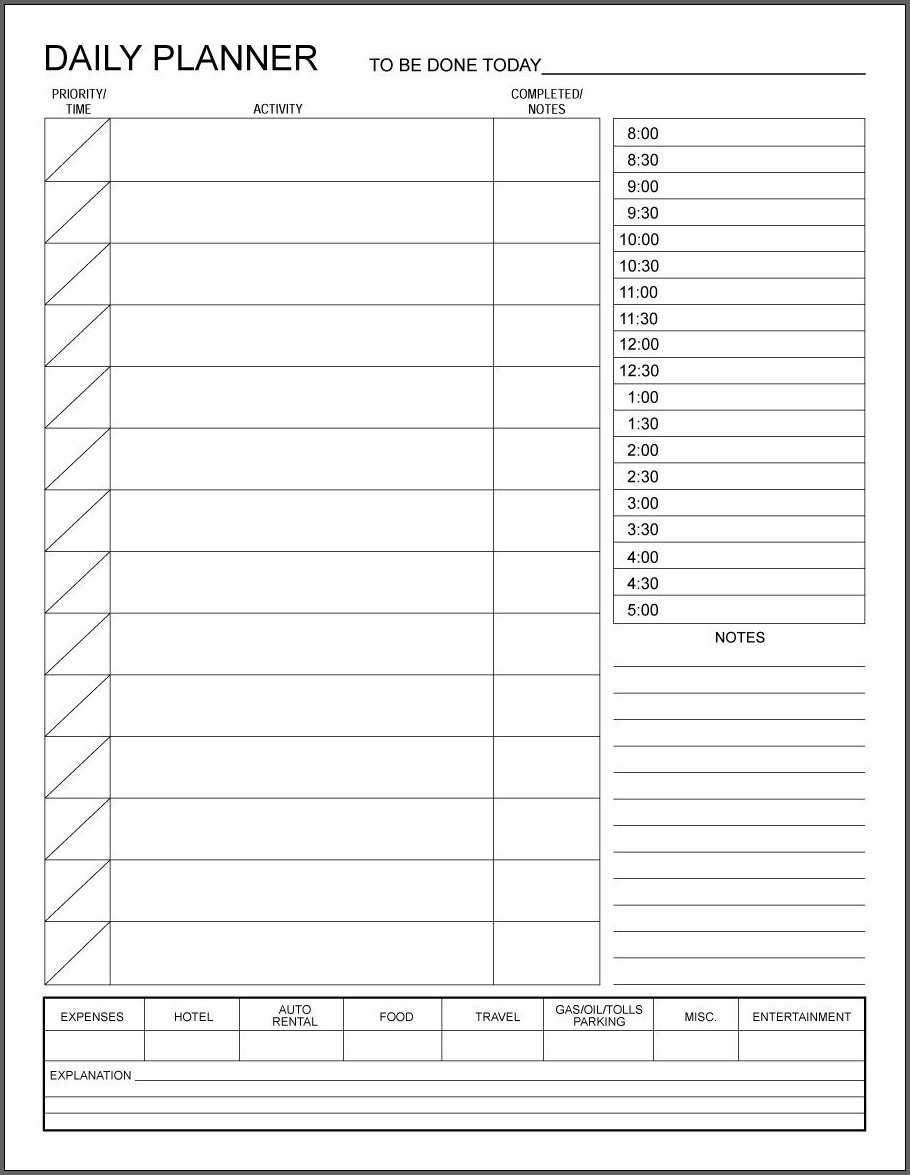 √ Free Printable Daily Planner Template | Templateral Throughout Printable Blank Daily Schedule Template