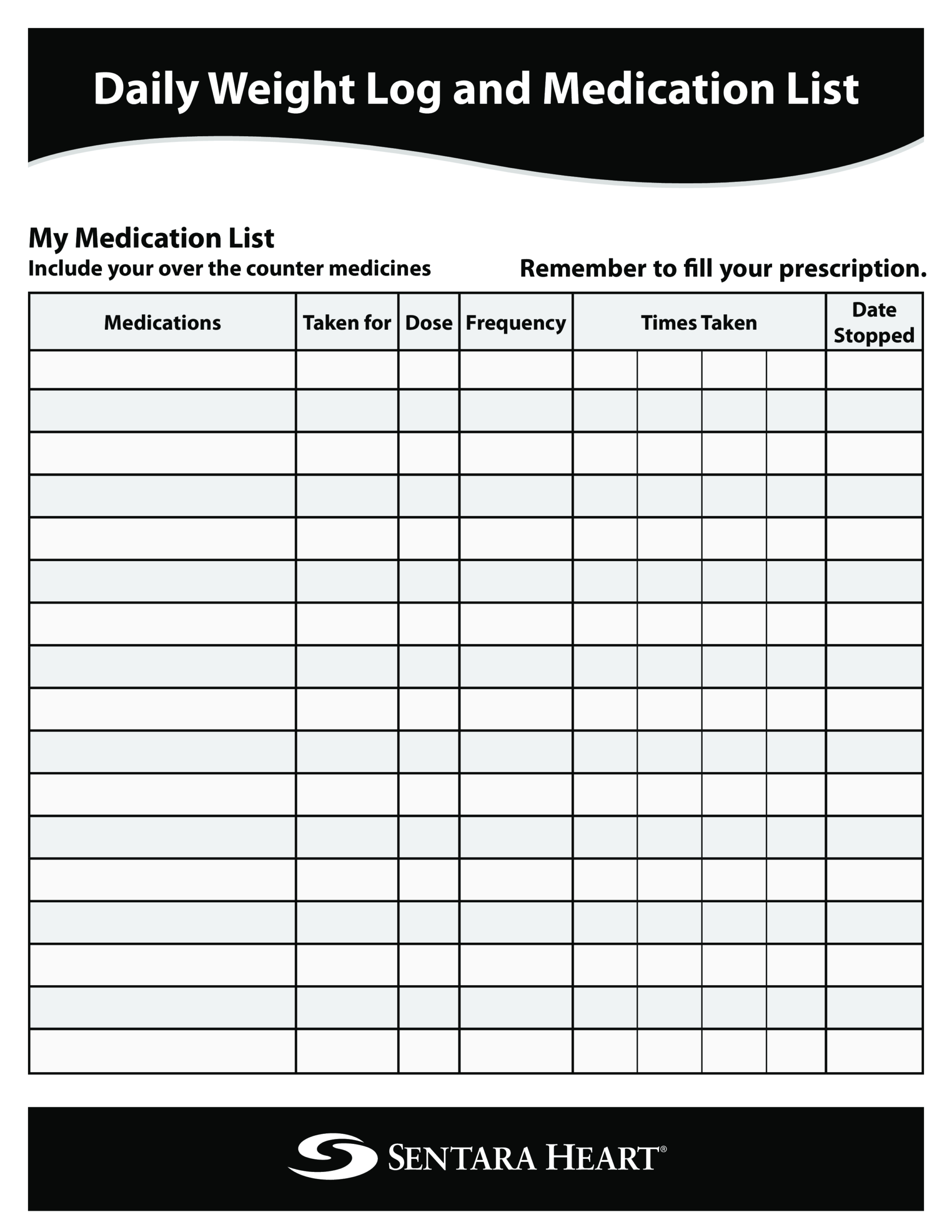 免费Daily Medication List Printable | 样本文件在 Regarding Blank Medication List Templates
