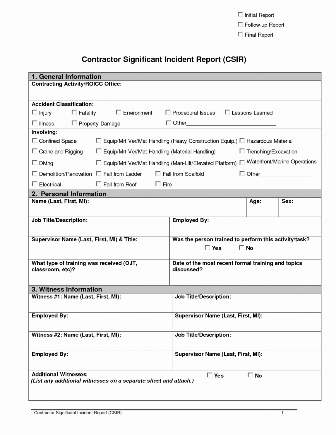 Editable Accident Estigation Form Template Uk Report Format For Construction Accident Report Template