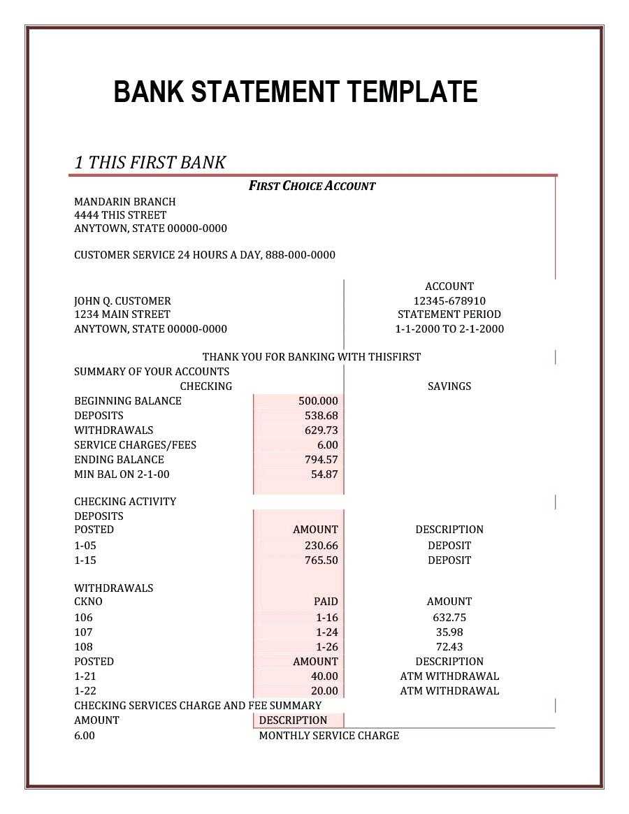 Editable Bank Statement Templates Free A Template Lab Make For Blank Bank Statement Template Download