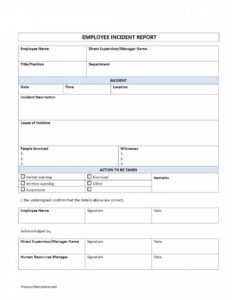 Editable Employee Incident Report Customer Incident Report intended for Employee Incident Report Templates