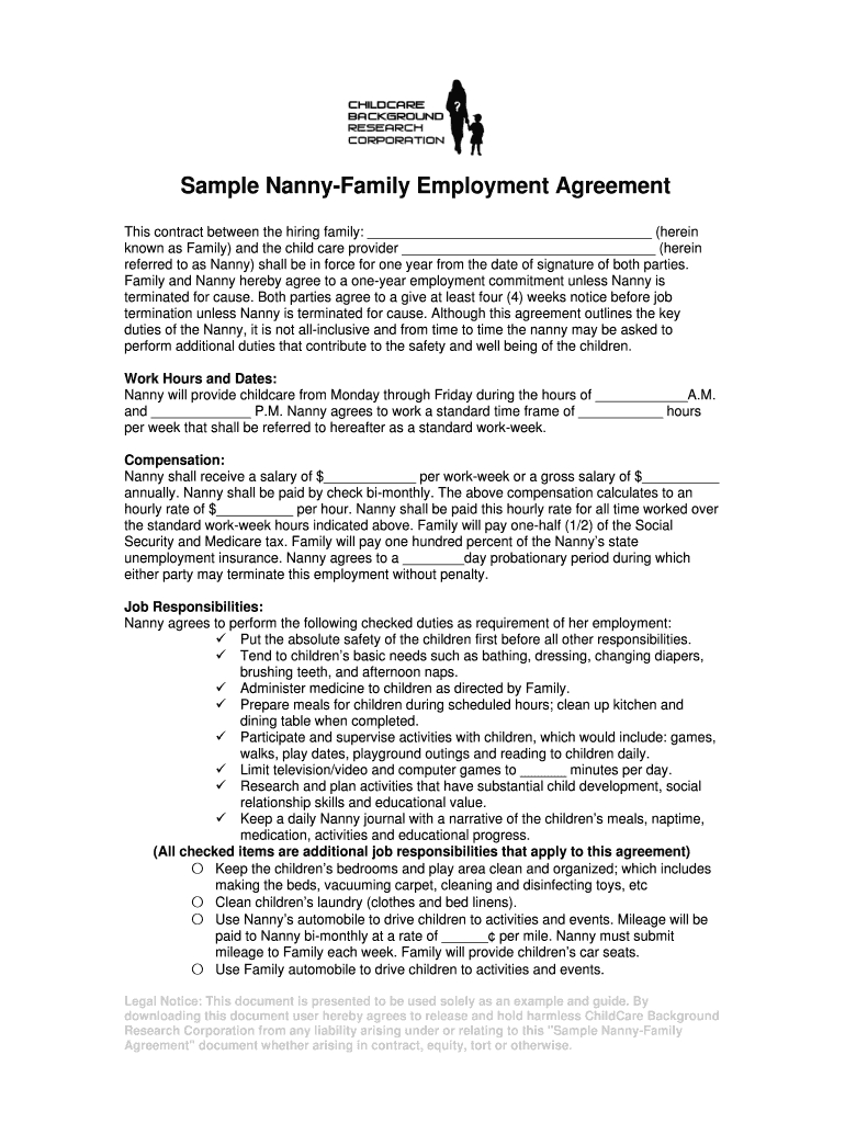 Editable Nanny Contract – Fill Out And Sign Printable Pdf Template | Signnow Pertaining To Nanny Contract Template Word