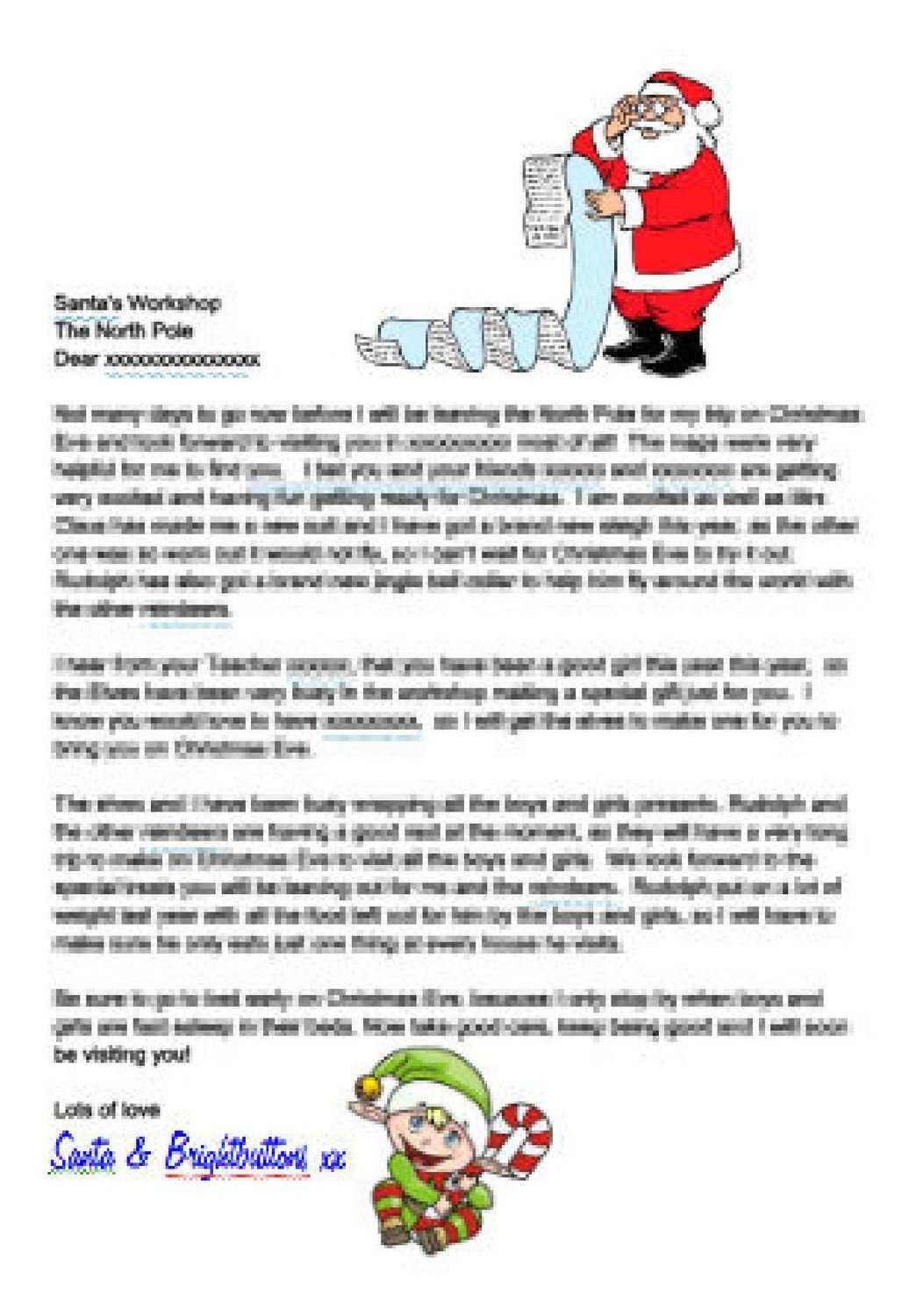 Editable Personalised Letter From Santa And Elf Studio And Word Doc Format  – Commercial Use For Santa Letter Template Word