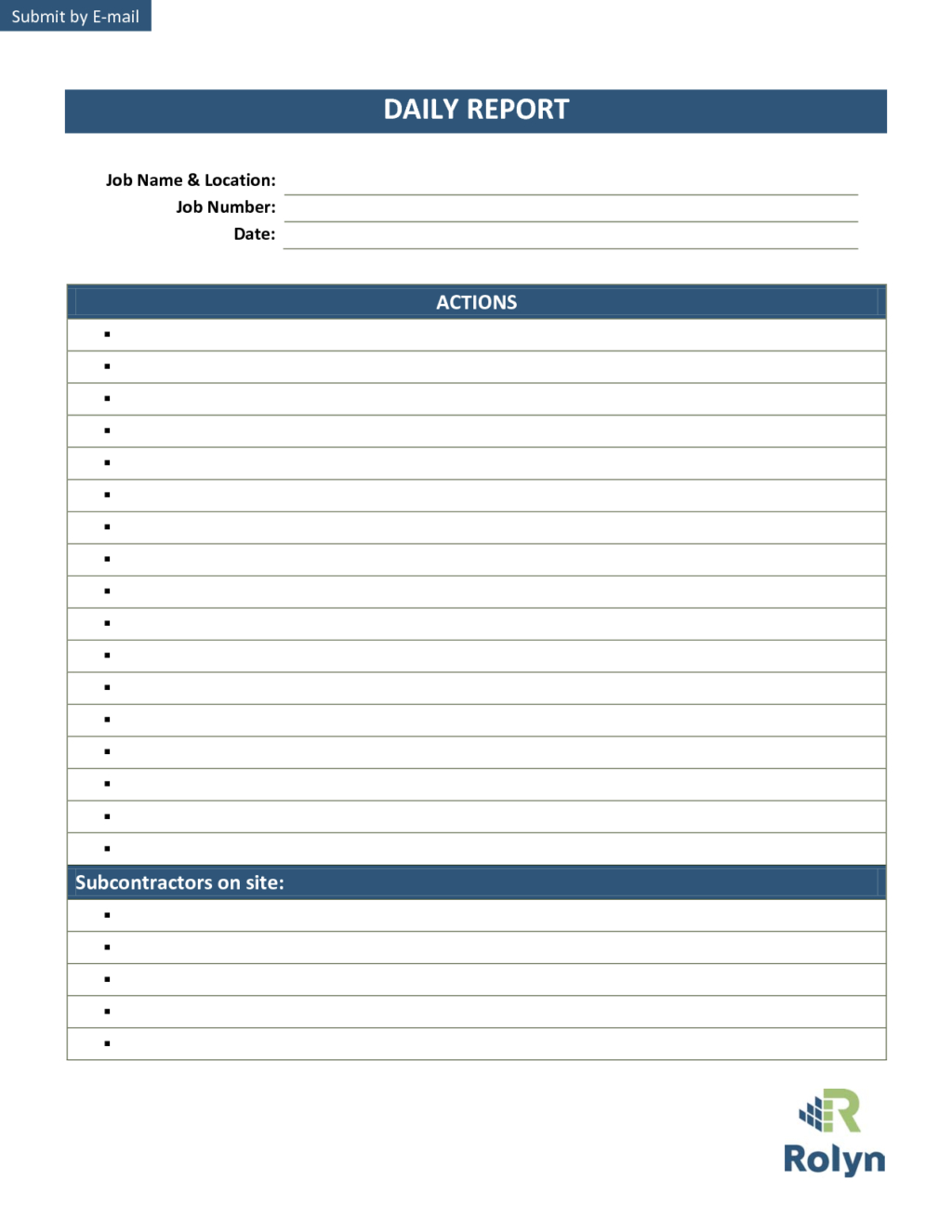 Effective Daily Report Template With Lists Of Action Field Within Field Report Template