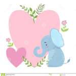 Elephant With Two Big Hearts And Plants Vector Sticker Inside Blank Elephant Template