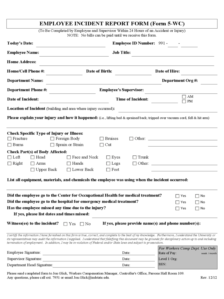 Employee Incident Report – 4 Free Templates In Pdf, Word With Regard To Medical Report Template Free Downloads