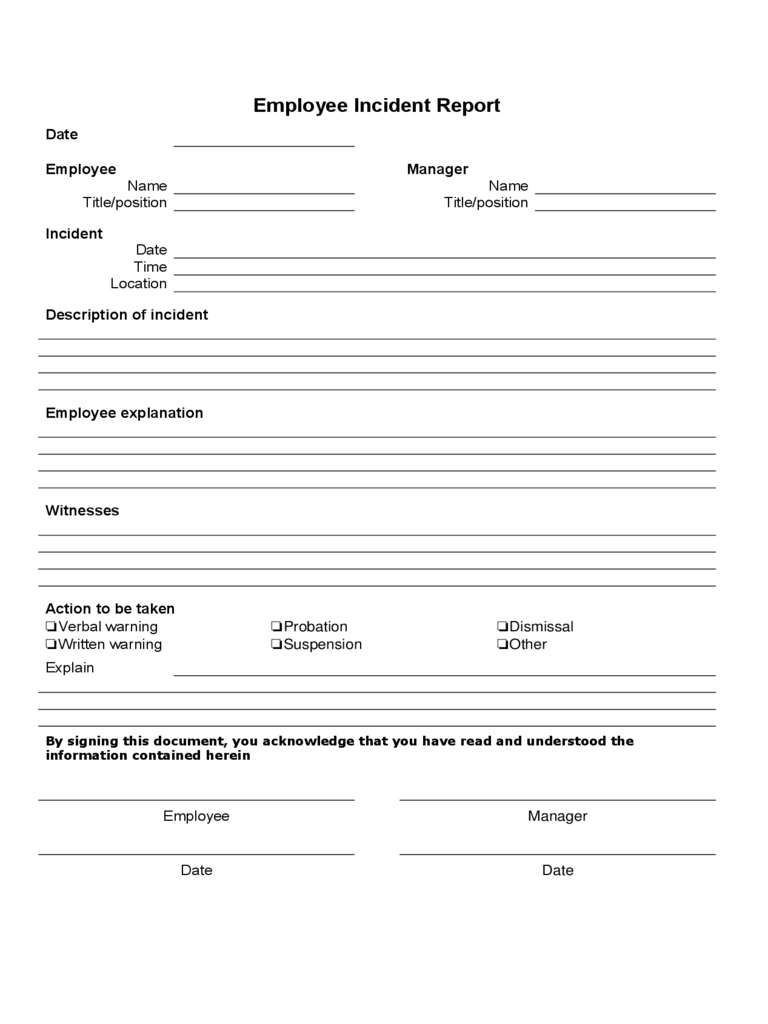 Employee Incident Report Template Free - Falep.midnightpig.co Intended For Generic Incident Report Template