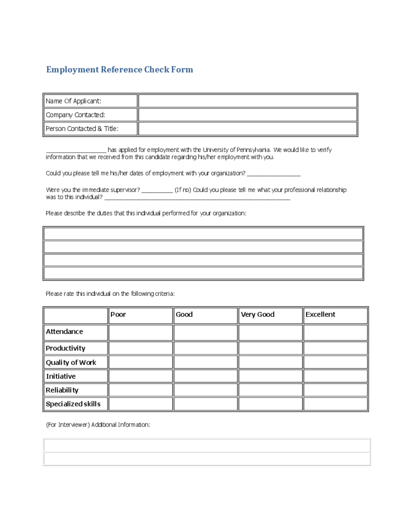 Employee Reference Check Form – 3 Free Templates In Pdf In Check Request Template Word