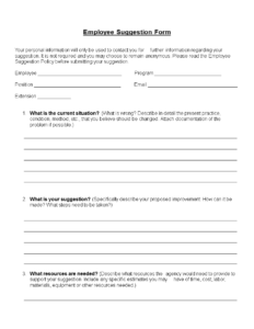 Employee Suggestion Form Word Format | Templates At intended for Word Employee Suggestion Form Template