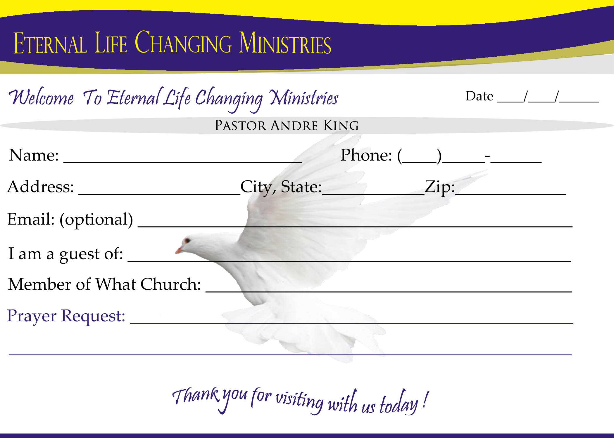 Eternal Life Visitor Card B | Creative Kingdom Designs Pertaining To Church Visitor Card Template Word