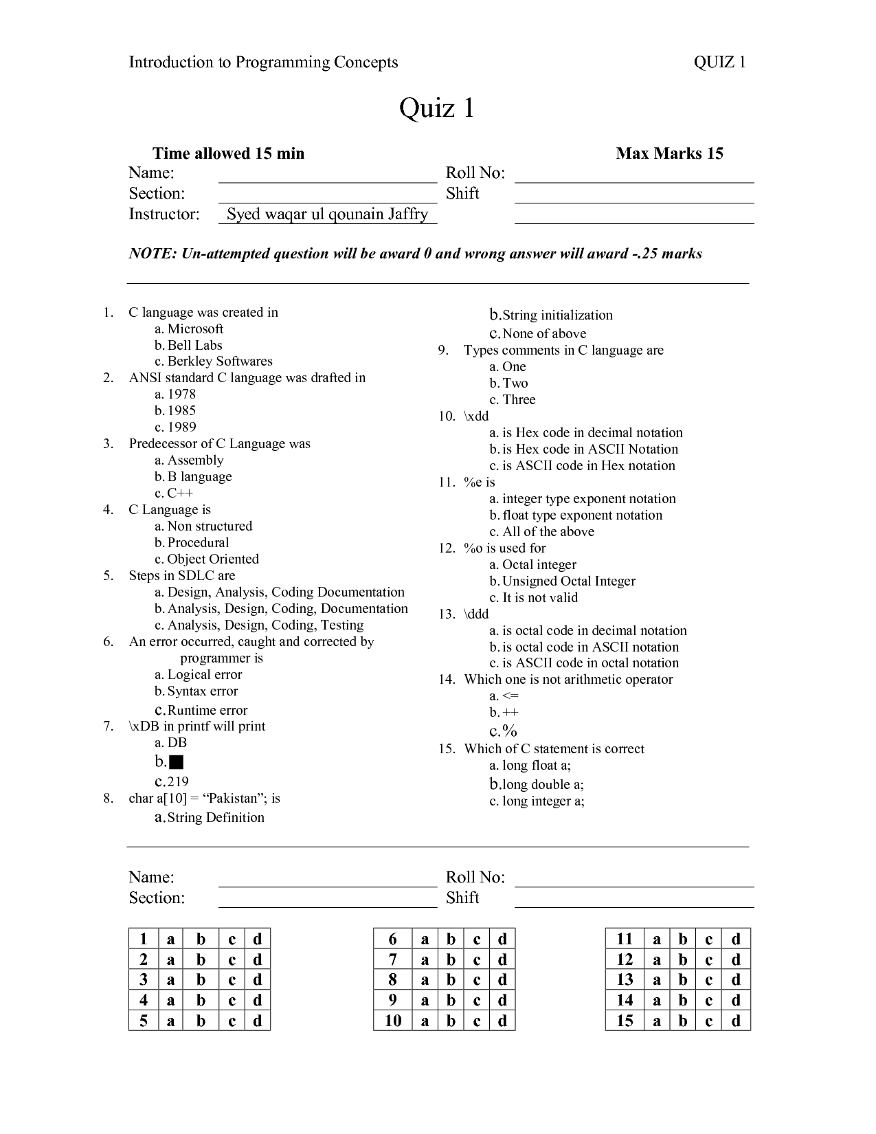 Excel Multiple Choice Test Template – Calep.midnightpig.co For Test Template For Word