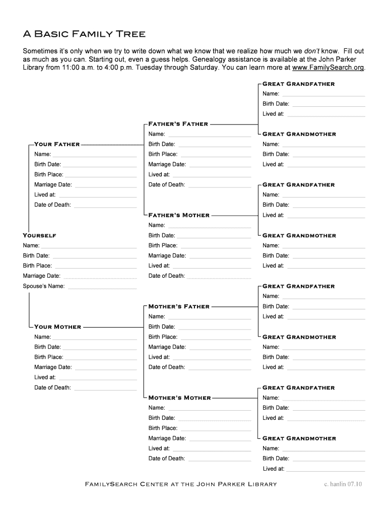 Family Tree Template – Fill Online, Printable, Fillable In Fill In The Blank Family Tree Template