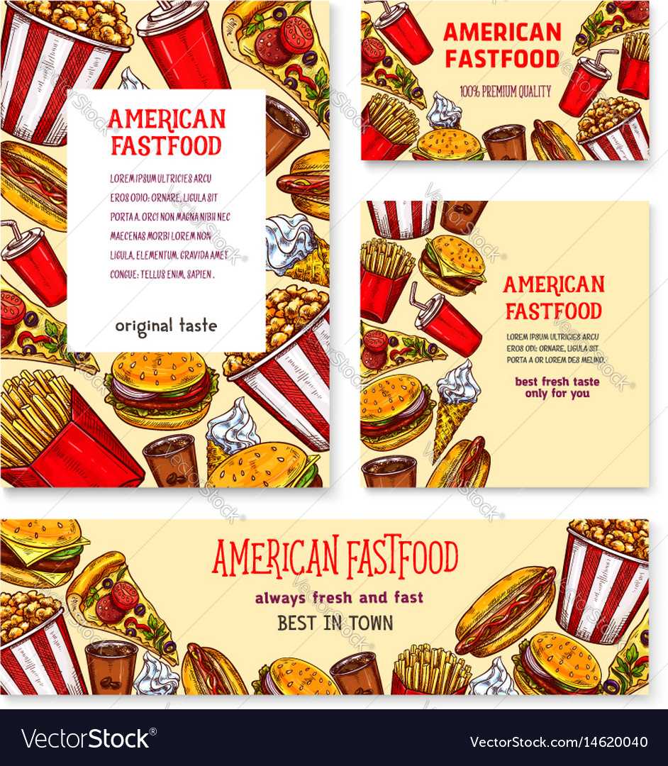 Fast Food American Restaurant Banner Template Set Throughout Food Banner Template
