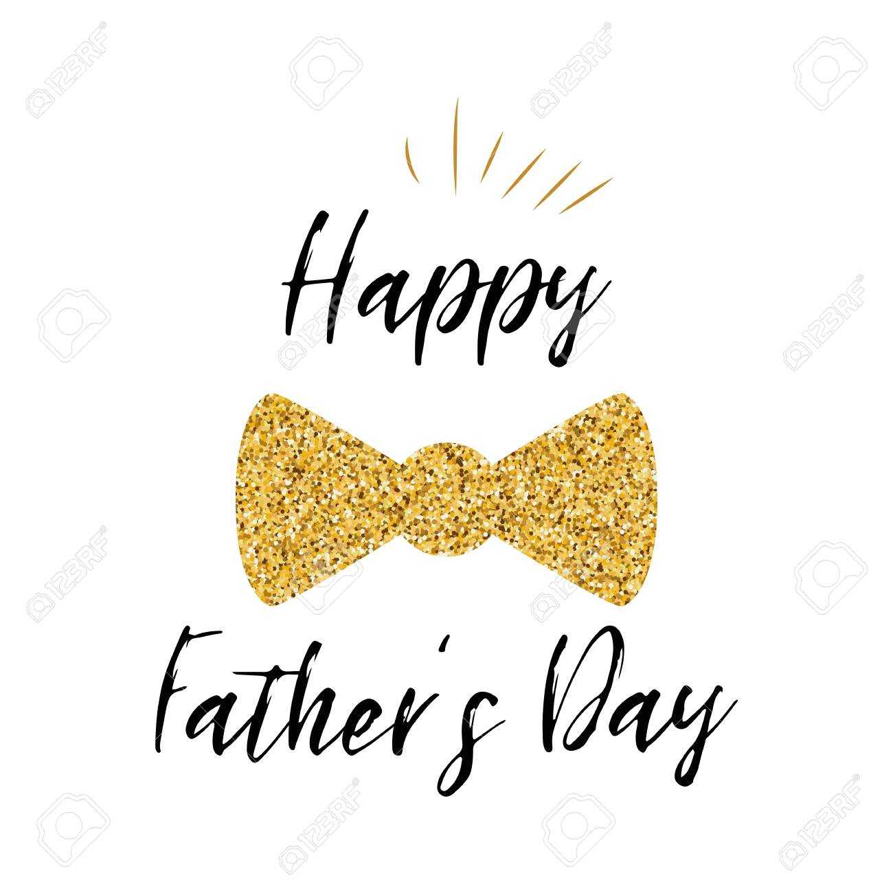 Father's Day Banner Design With Lettering, Golden Bow Tie Butterfly Intended For Tie Banner Template