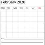 February 2020 Blank Calendar Free Printable – Latest In Blank Calander Template
