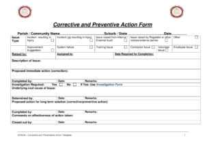 Ff964 Corrective And Preventive Action Example 3A Usable pertaining to Fracas Report Template