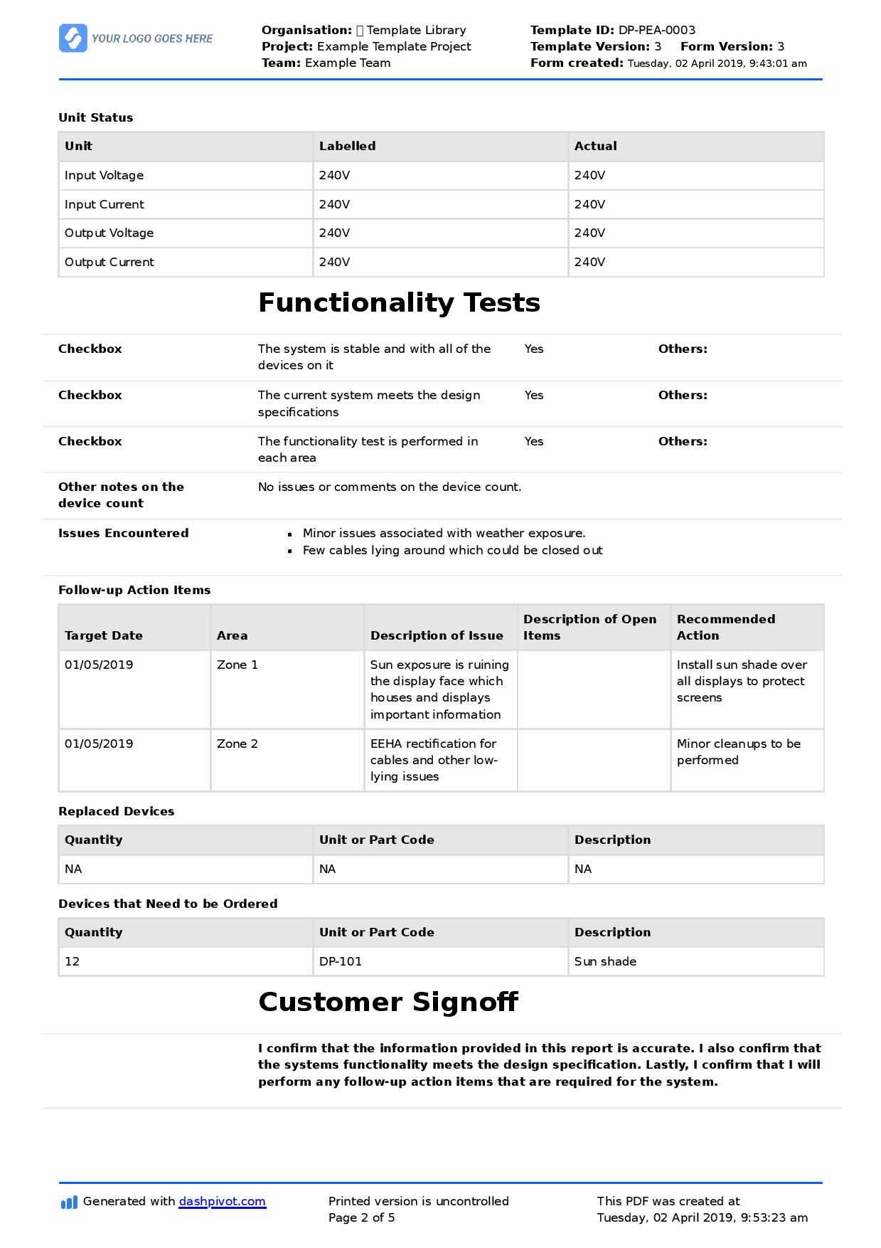 Field Service Report Template (Better Format Than Word With Word Document Report Templates