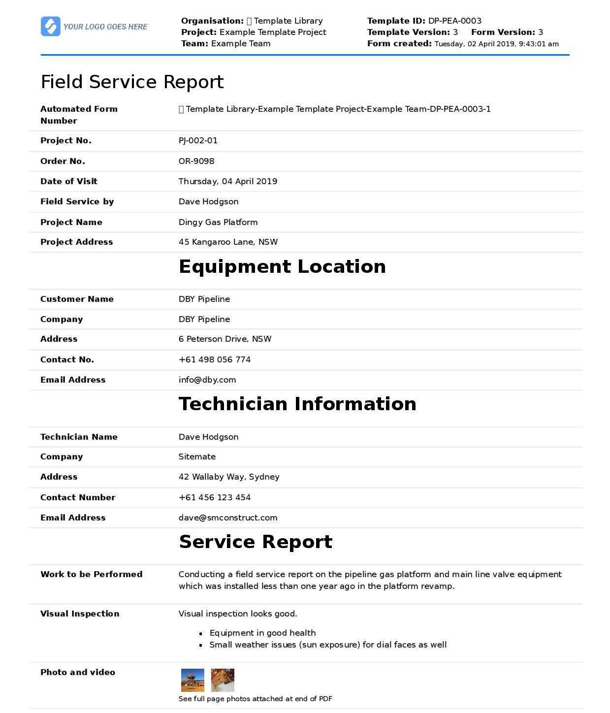 Field Service Report Template – Dalep.midnightpig.co Within Technical Service Report Template