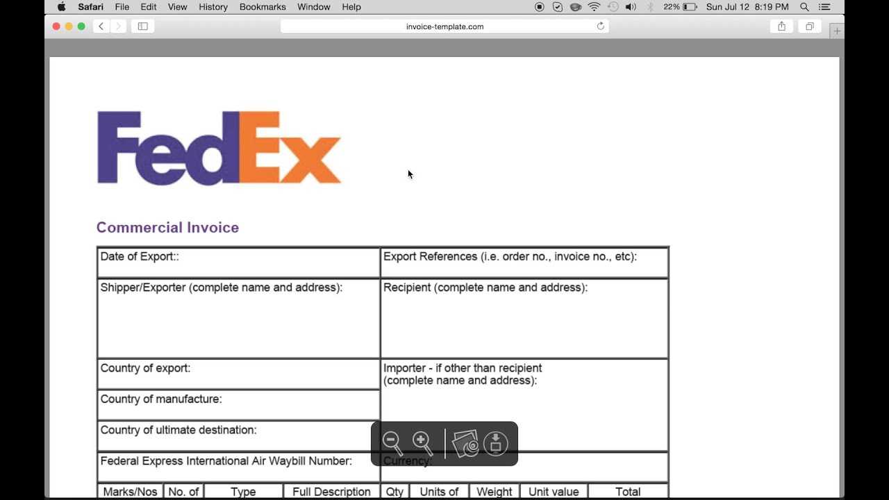 Fill In Fedex Commercial Invoice Template | Pdf For Fedex Label Template Word
