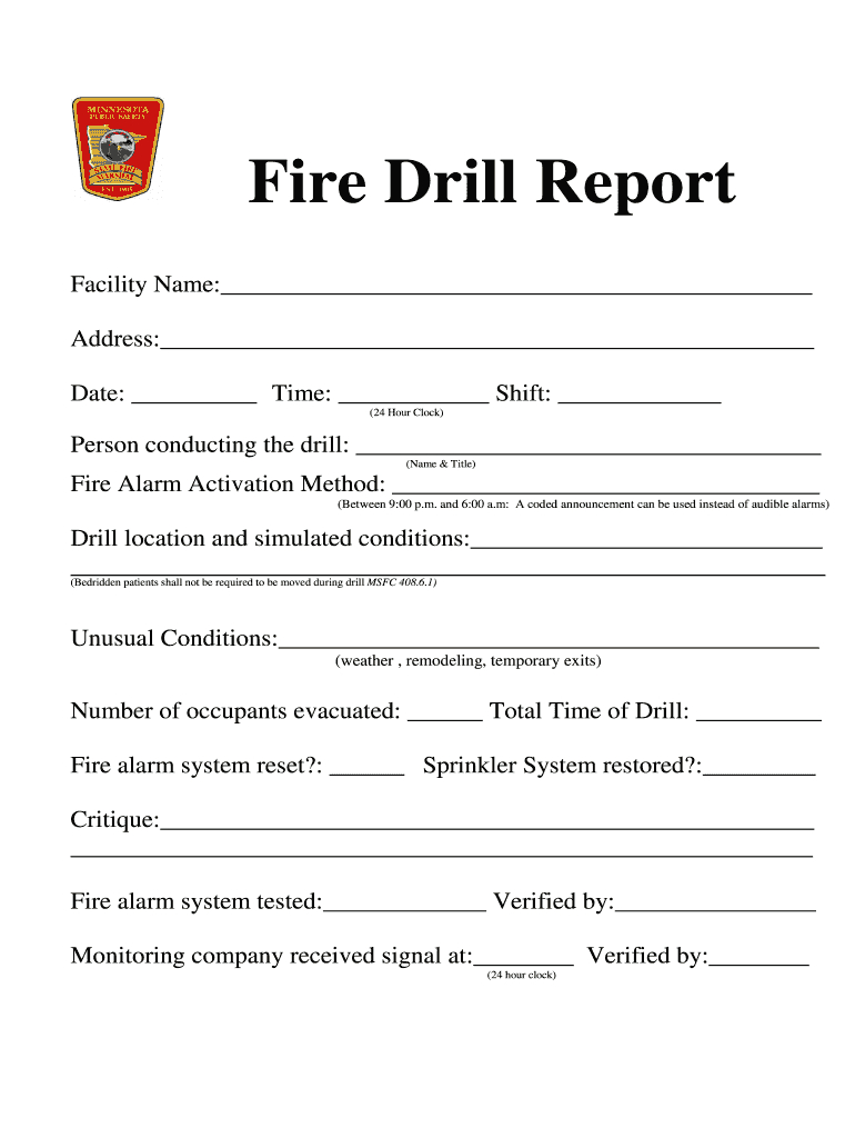 Fire Drill Report Template Uk - Fill Online, Printable Intended For Emergency Drill Report Template