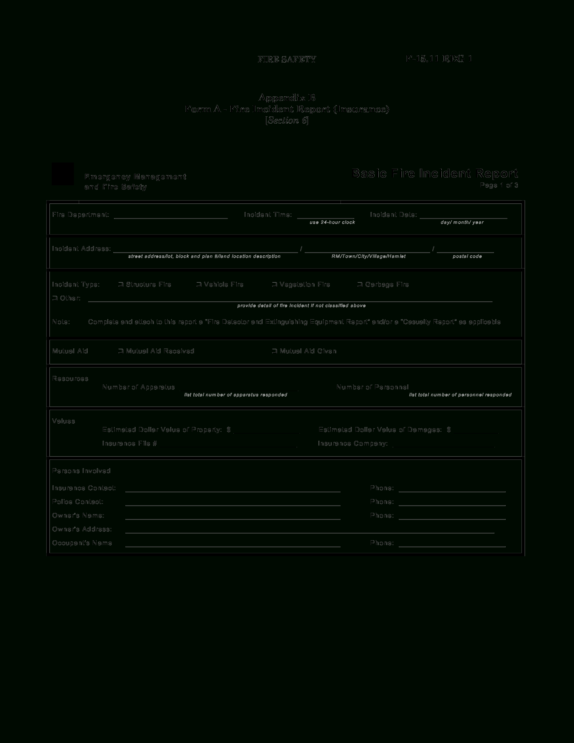 Fire Incident Report Form Template – Calep.midnightpig.co Regarding Incident Report Template Uk