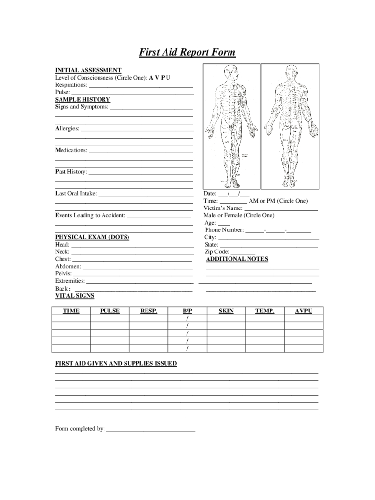 First Aid Report Form – 2 Free Templates In Pdf, Word, Excel With Patient Report Form Template Download