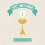 First Holy Communion Card Template In Cream And Aqua With Copy.. Inside First Communion Banner Templates