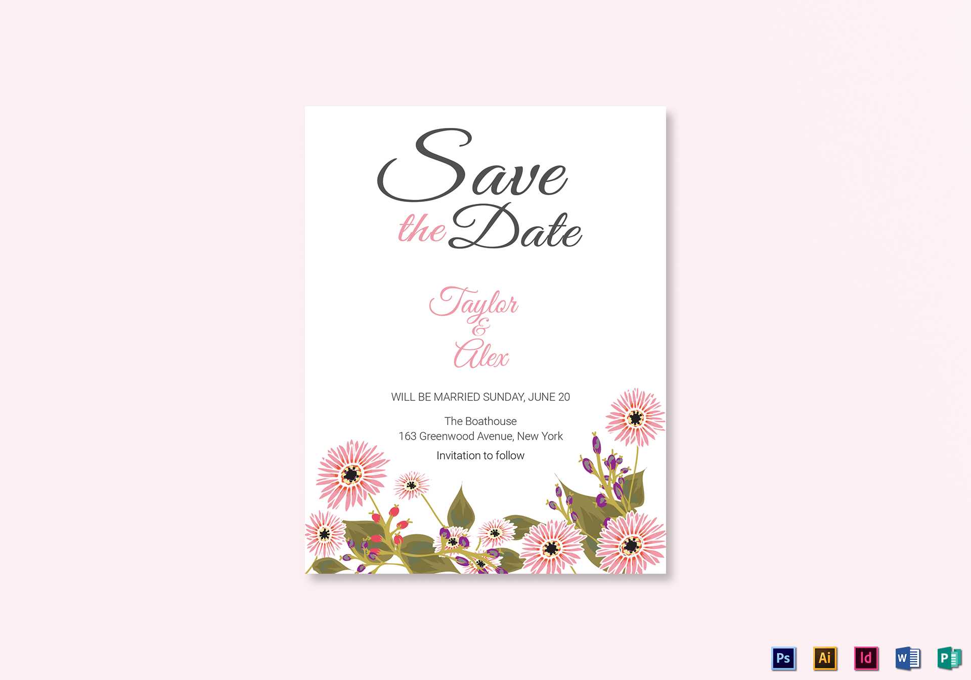 Floral Save The Date Card Template Regarding Save The Date Template Word
