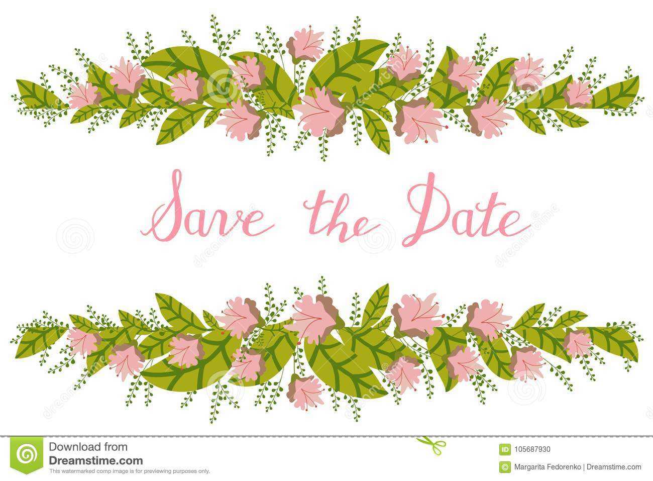 Flower Card, Invitation, Banner Template With Save The Date Throughout Save The Date Banner Template