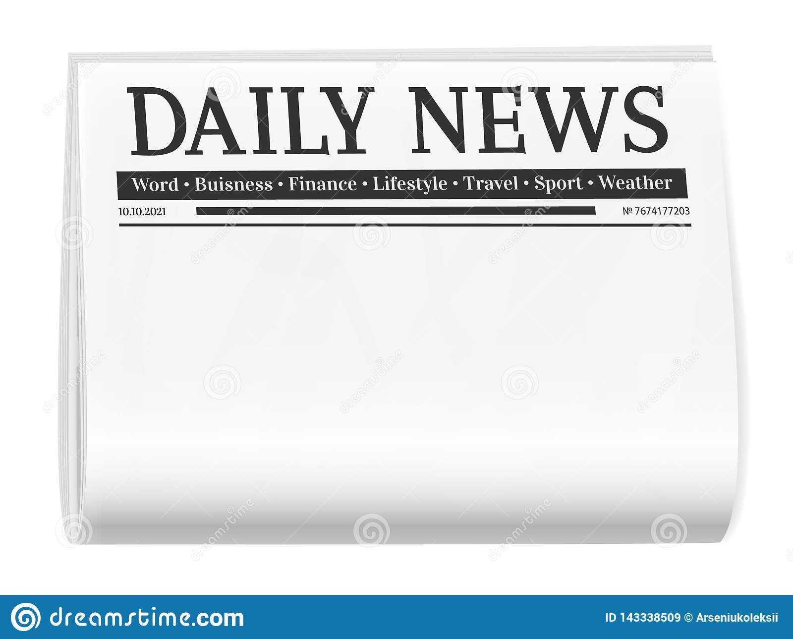 Folded Newspaper. Blank Background For News Page Template Inside Blank Newspaper Template For Word