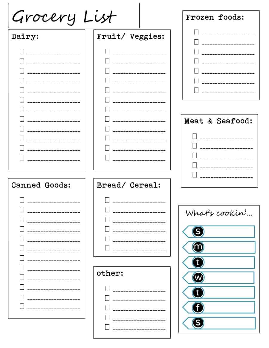 Food List Template – Calep.midnightpig.co For Blank Grocery Shopping List Template