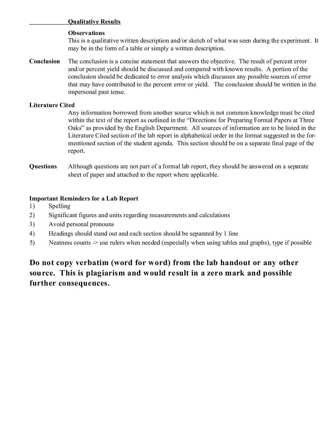 Formal Lab Report Example – Docsity Pertaining To Lab Report Template Word