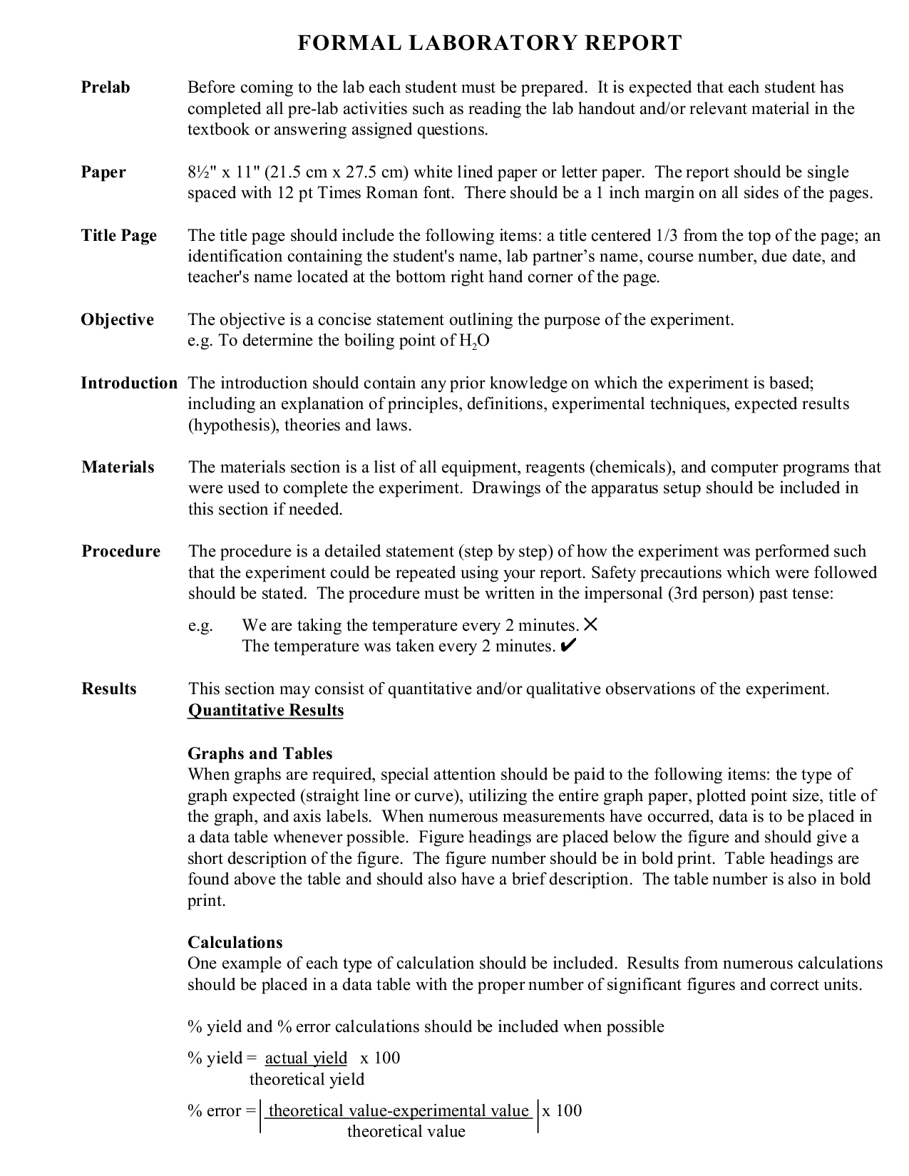 Formal Lab Report Example – Docsity With Regard To Chemistry Lab Report Template