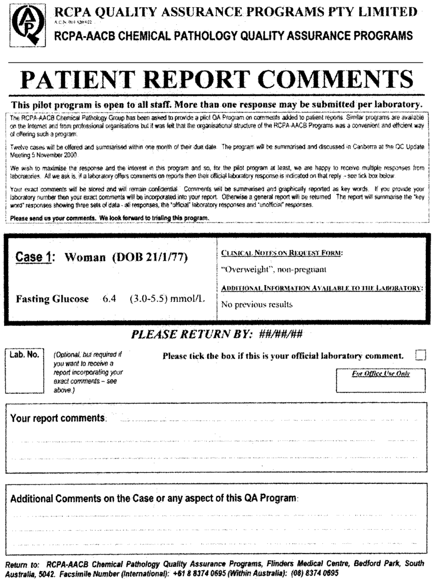 Format Of A Typical Case Report Sent To Participants In The Inside Patient Report Form Template Download