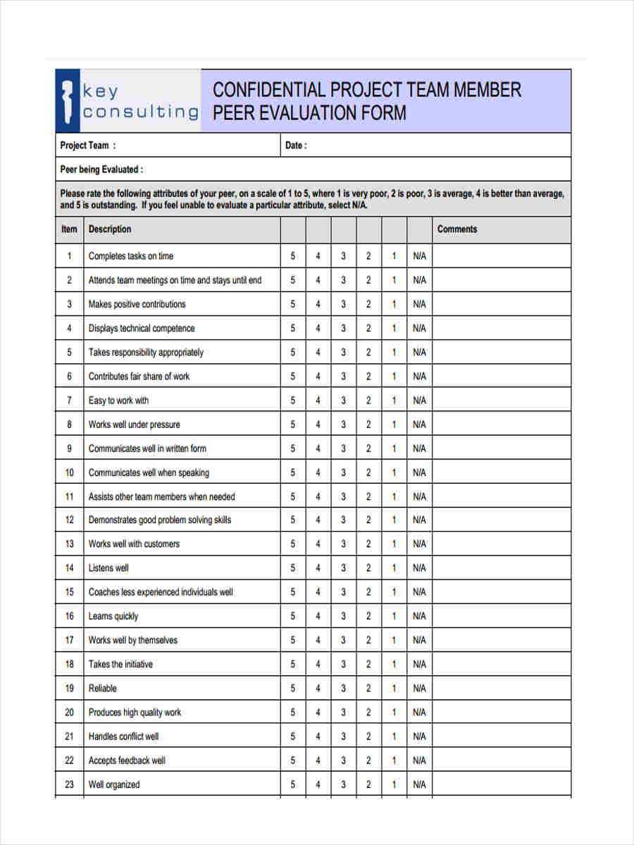 Free 15+ Peer Evaluation Forms In Pdf | Ms Word With Blank Evaluation Form Template