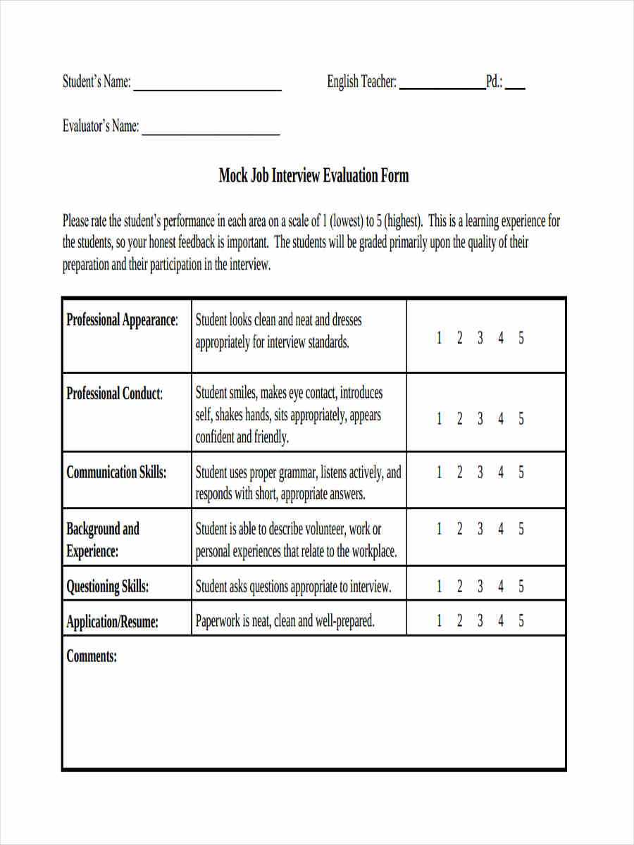 Free 17+ Interview Feedback Forms In Pdf Regarding Student Feedback Form Template Word