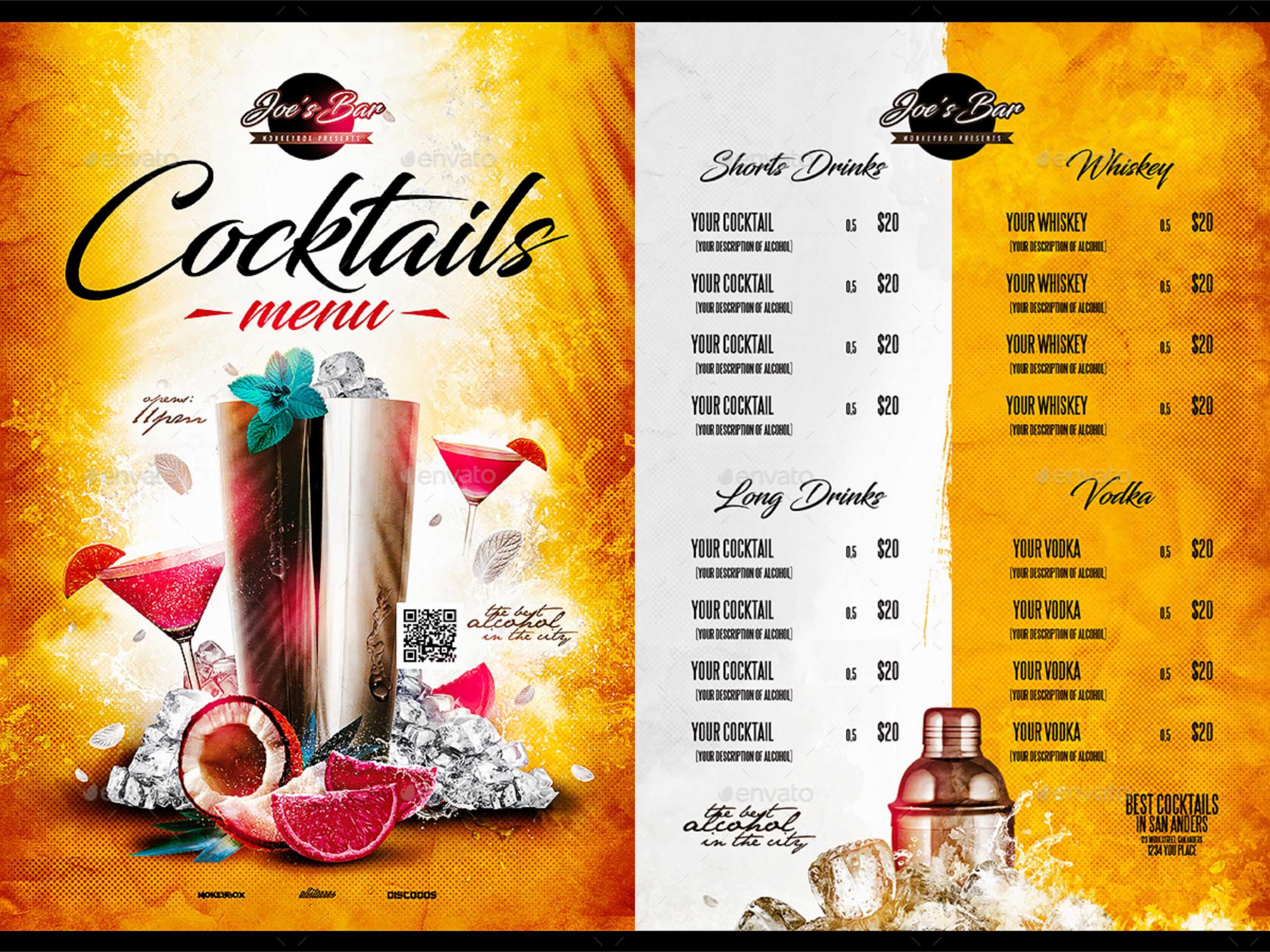 Free 18+ Cocktail Menu Examples In Psd | Ai | Eps Vector Intended For Cocktail Menu Template Word Free