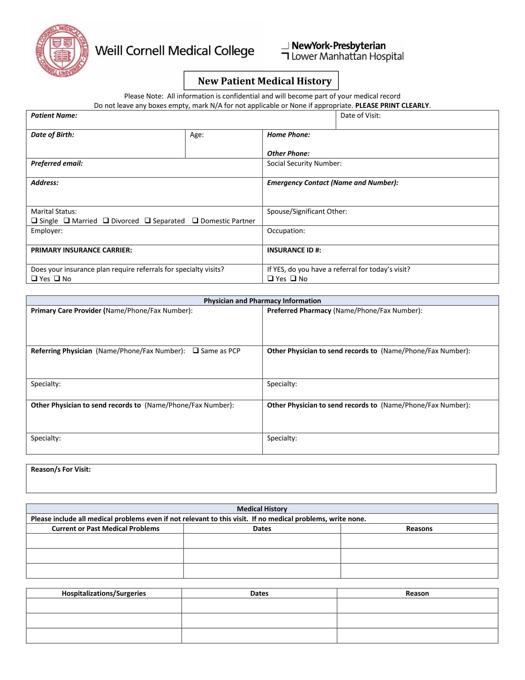 Free 6+ Medical History Forms In Pdf | Ms Word | Excel With Regard To Medical History Template Word