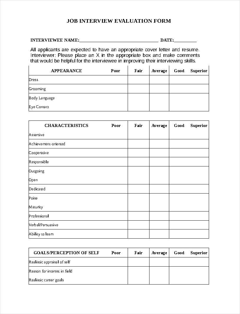 Free 9+ Interview Evaluation Form Examples In Pdf | Examples For Blank Evaluation Form Template