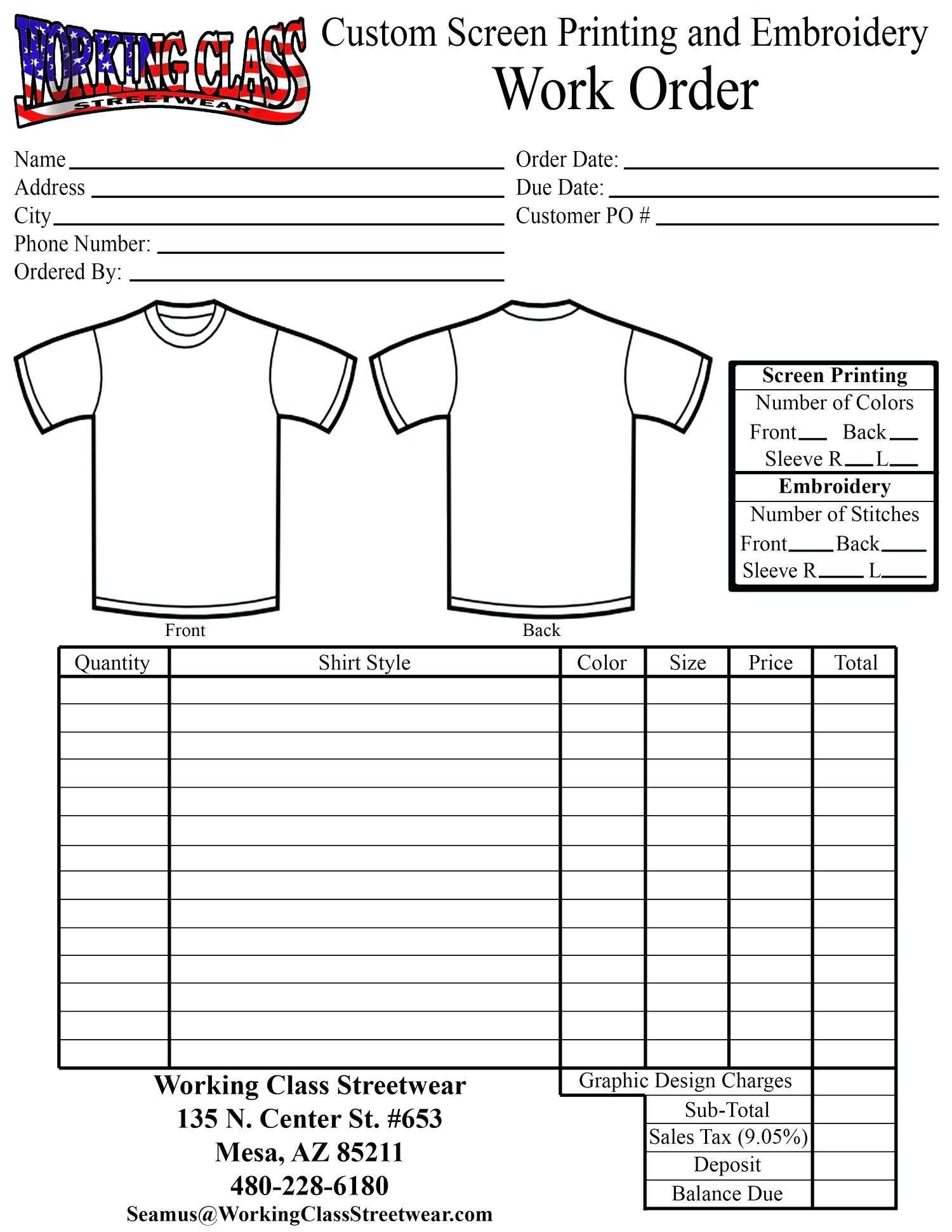Free Bill Of Lading Forms Templates A Template Lab Blank Regarding Blank T Shirt Order Form Template