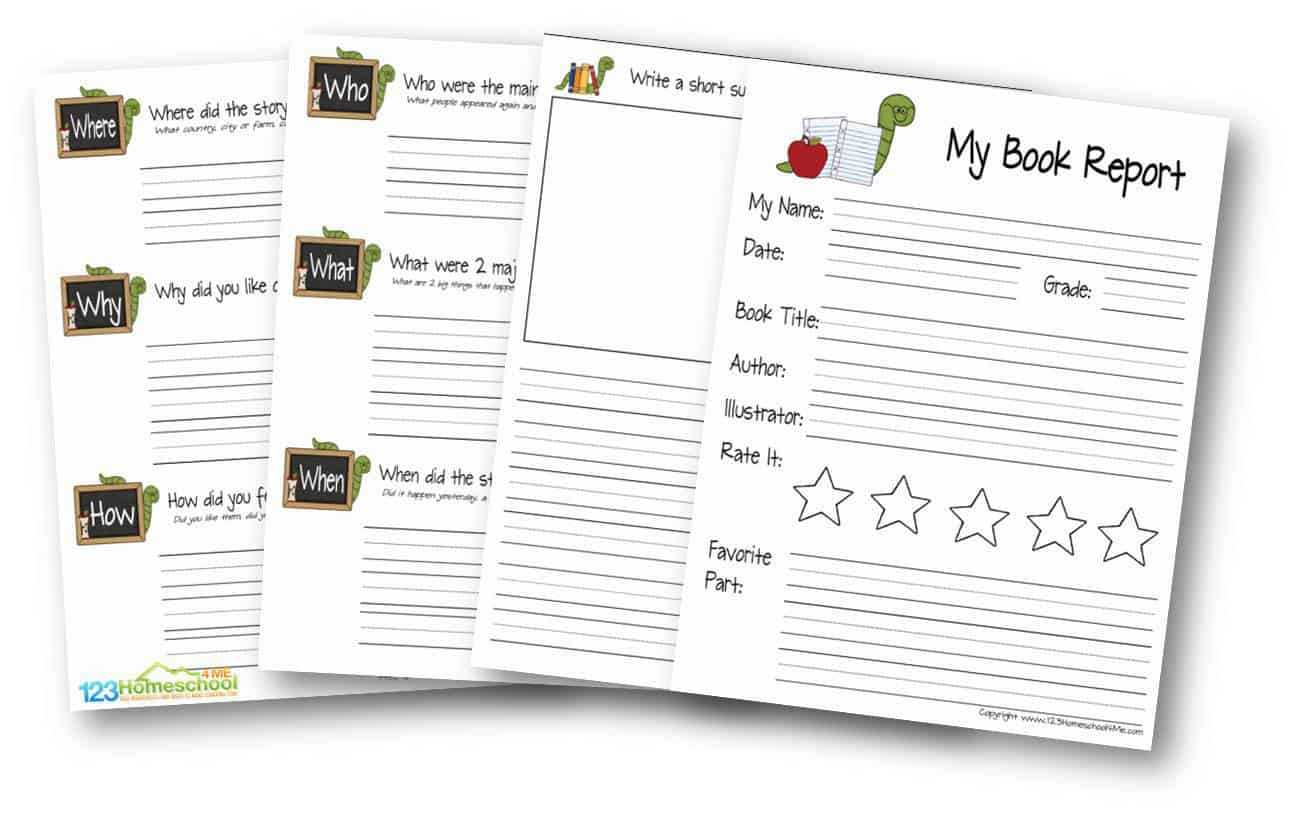 Free Book Report For Kids In 1St Grade Book Report Template