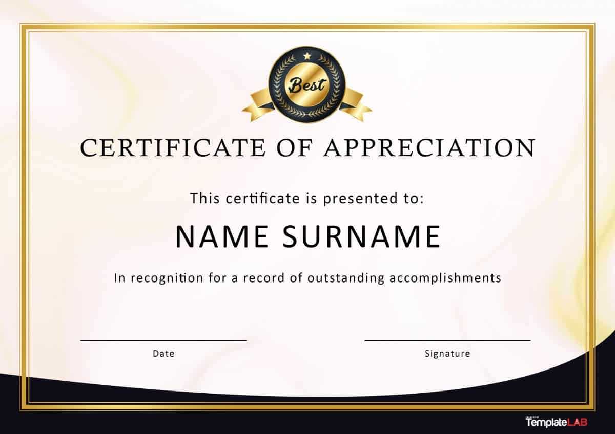 Free Certificate Of Appreciation Templates For Word - Calep Pertaining To Professional Certificate Templates For Word